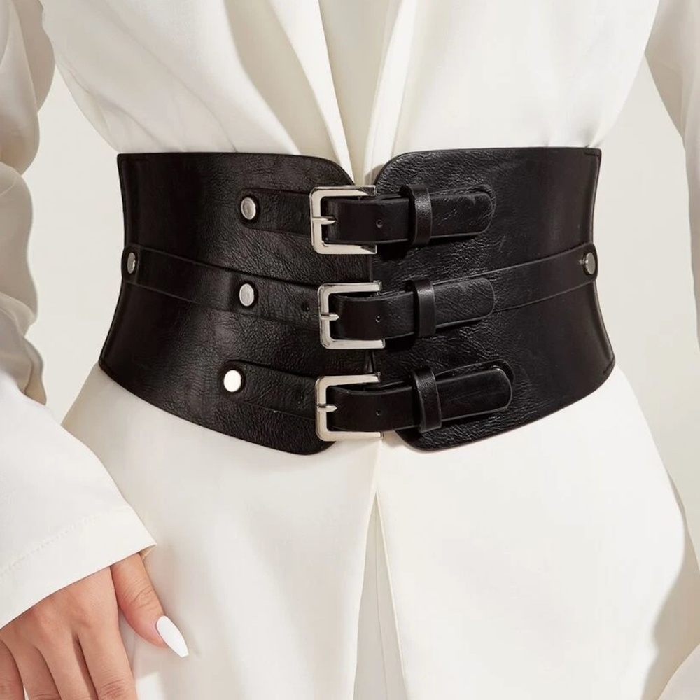 Retro Leather Metal Buckle Corset Belt Waist Belt Corset Goth Metal Pirate